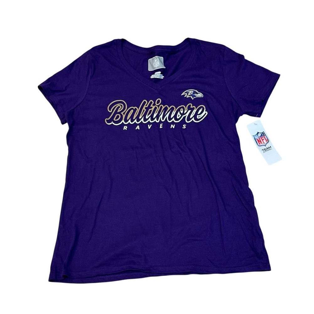 NFL Team Apparel Baltimore Ravens Women’s Purple V-Neck Tee T-Shirt Size M New